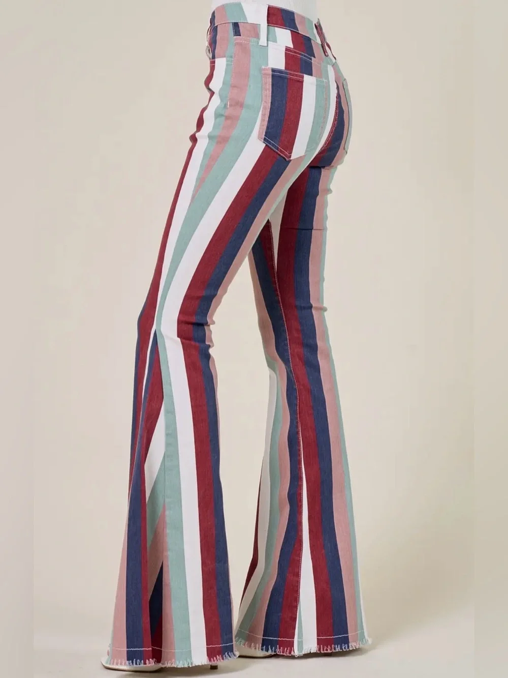 NWT Saints & Hearts Navy Multi Striped
Western Flared Bell Bottom Jeans - Picture 2 of 9
